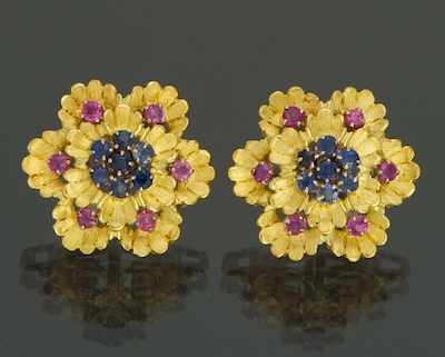 Appraisal: A Pair of Gold And Gemstone Earrings k yellow gold