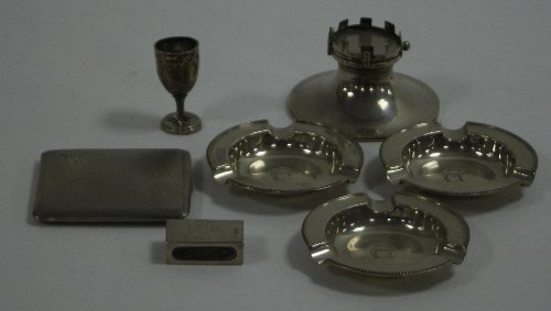 Appraisal: Three silver ashtrays Walker Hall Sheffield each circular and engraved