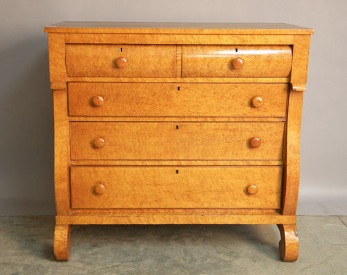 Appraisal: Empire bird's-eye maple chest of drawers ca h l