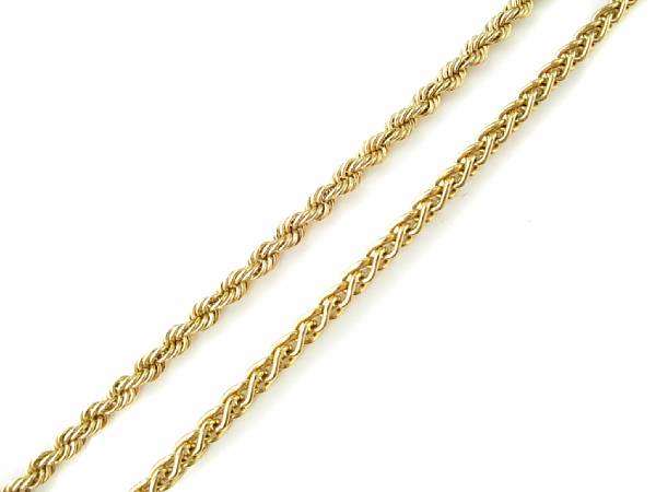 Appraisal: A collection of two gold rope neck chains length in