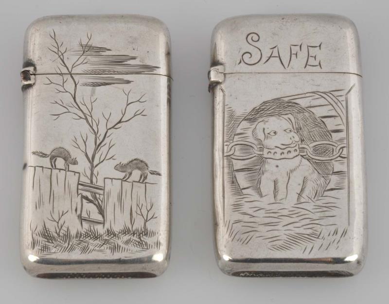 Appraisal: Lot Of Sterling Match Safes Or Vestas Both by Frank