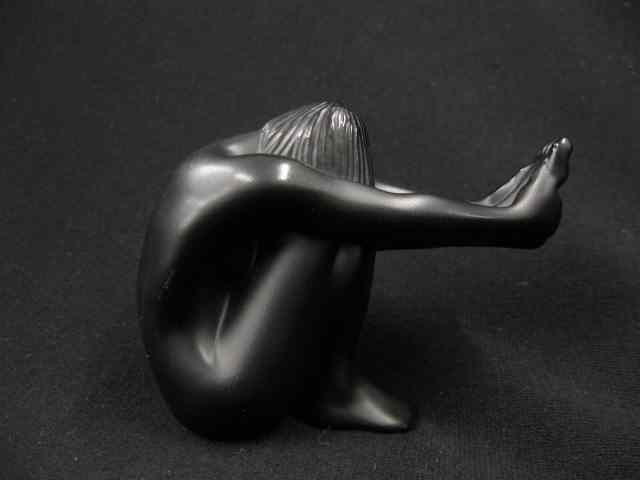 Appraisal: Lalique Black Crystal Figurine of a Seated Nude Lady ''