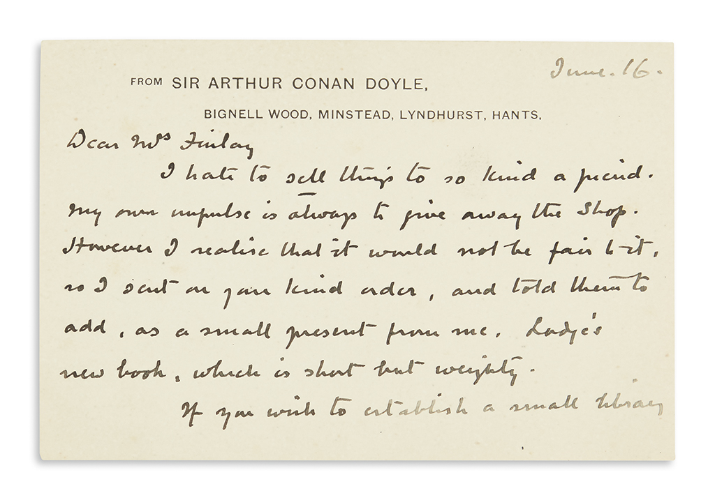 Appraisal: DOYLE ARTHUR CONAN Autograph Letter Signed A Conan Doyle to