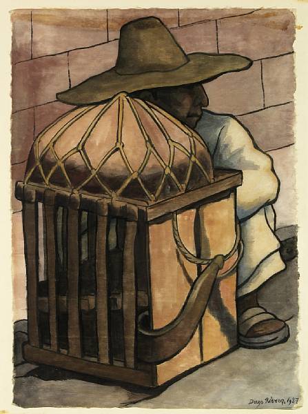 Appraisal: Diego Rivera Mexican - Cargador descansando signed and dated 'Diego