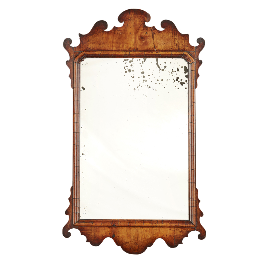 Appraisal: GEORGE I WALNUT MIRROR EARLY TH CENTURY the rectangular plate