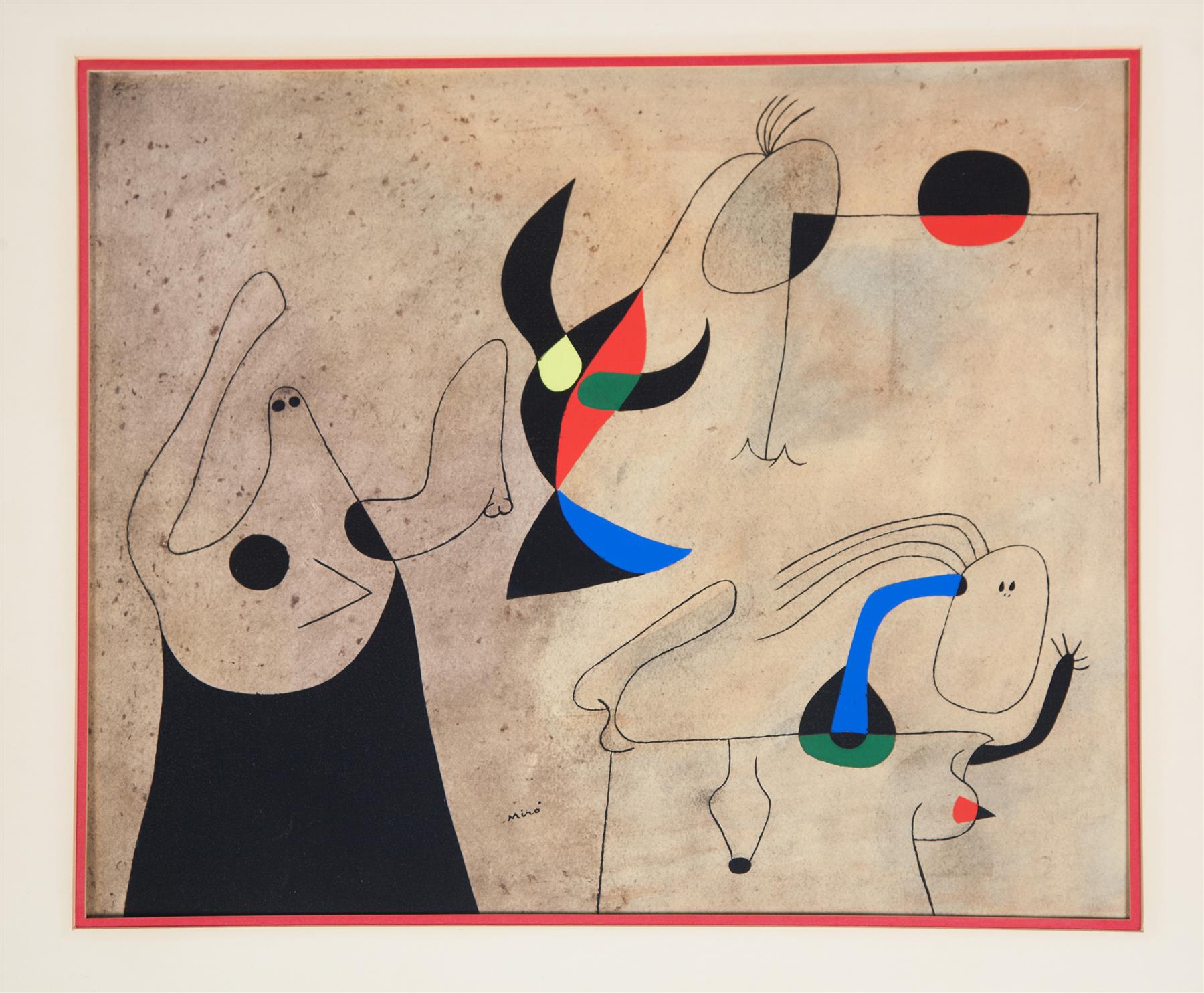 Appraisal: FEMMES SUR LA PLAGEPRINT JOAN MIRO SPAIN - Serigraph on