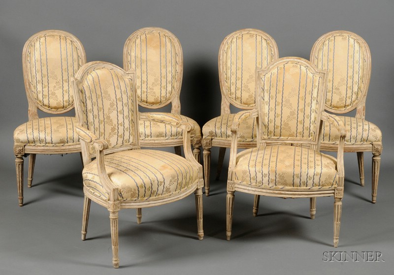 Appraisal: Assembled Suite of Louis XVI Painted Beechwood Seating Pieces c