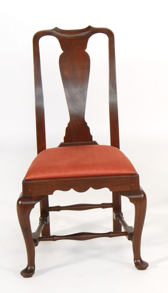 Appraisal: QUEEN ANNE-STYLE SIDE CHAIR In mahogany with vasiform splat back