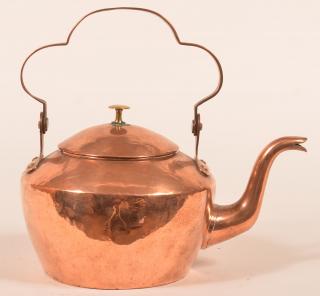 Appraisal: American th Century Copper Tea Kettle Arched swing handle mounted