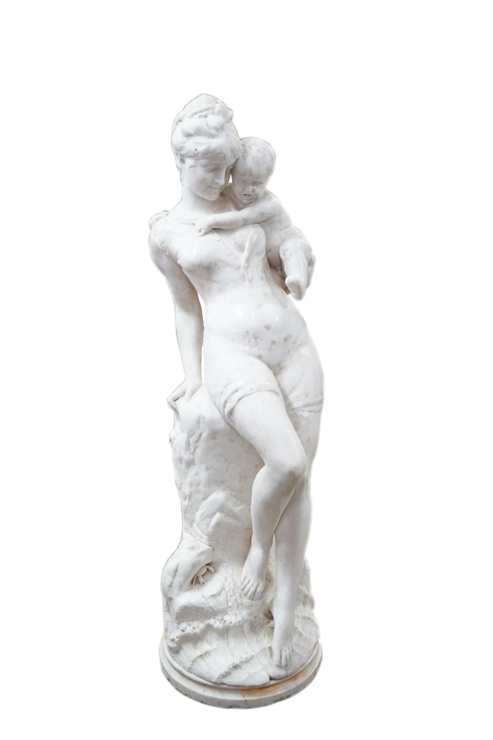 Appraisal: SCULPTURE OF MOTHER CHILDmarble inches high Condition