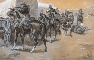 Appraisal: JOHN MARCHAND - Defense of the Wagon Train or Fighting