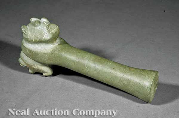 Appraisal: A Colima Carved Stone Twin Animal Head Mace c B