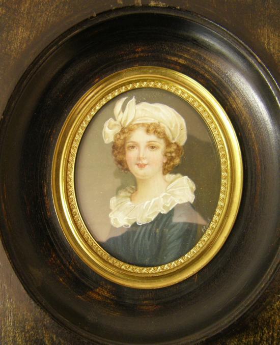 Appraisal: th century portrait miniature on ivory of a young women