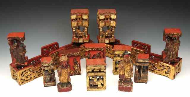 Appraisal: A COLLECTION OF CHINESE CARVED WOOD PIECES probably from a