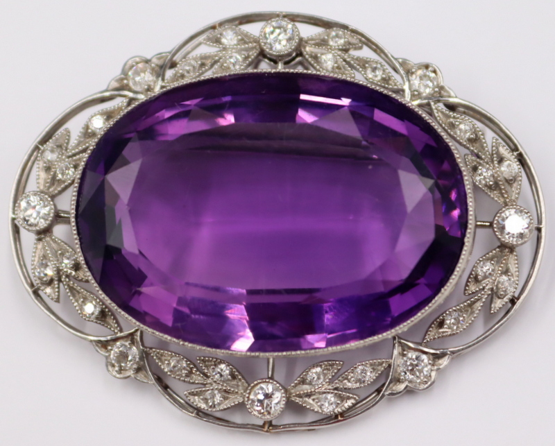 Appraisal: JEWELRY BLACK STARR FROST PLATINUM AMETHYST AND Diamond Brooch or