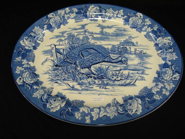 Appraisal: Huge Blue White Ironstone Turkey Platter by Woods Burslem England