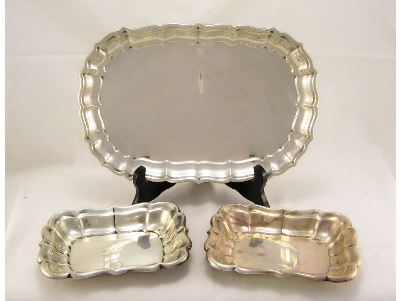 Appraisal: - Sterling Trays Includes - Oval tray with a scalloped