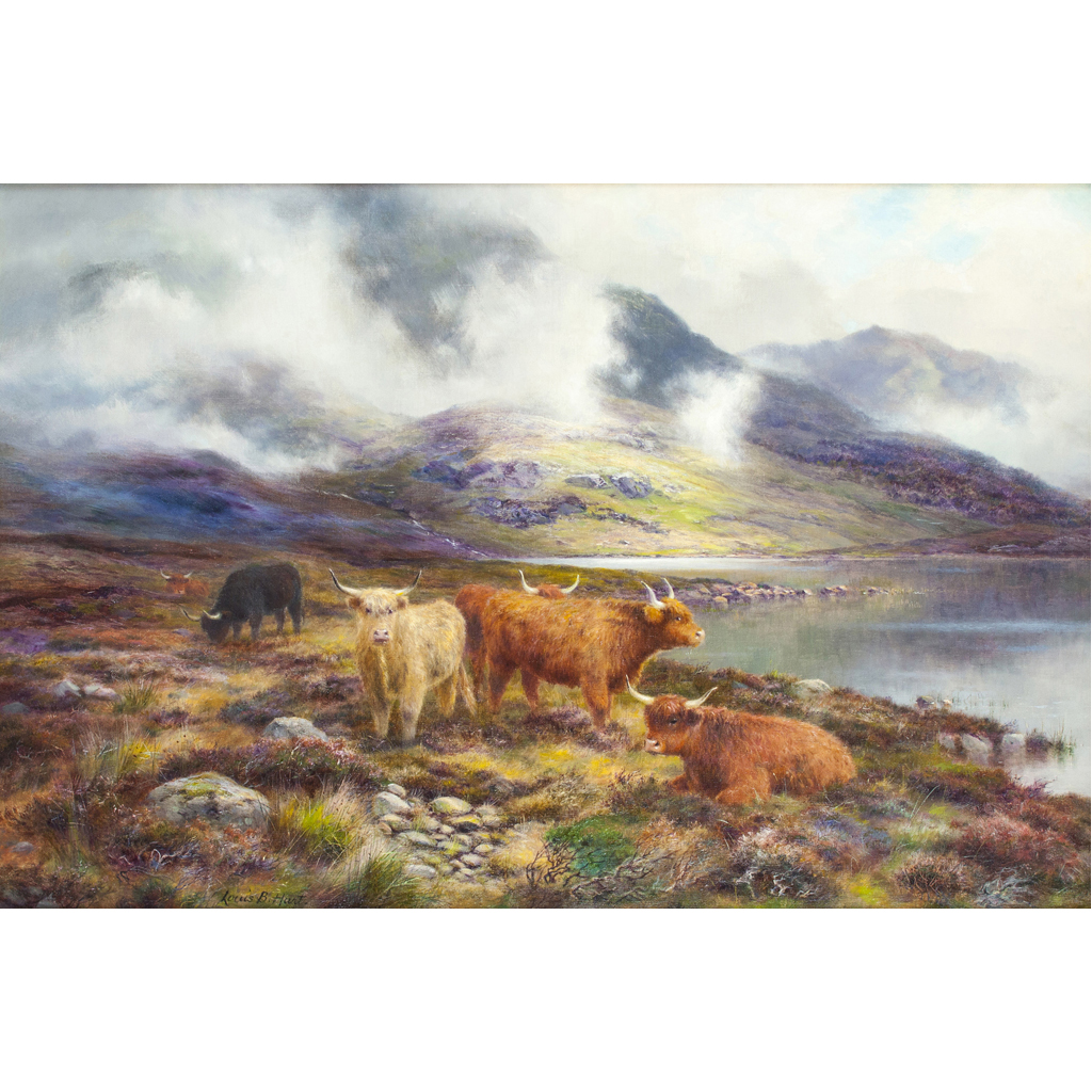 Appraisal: LOUIS BOSWORTH HURT BRITISH HIGHLAND CATTLE BY THE LOCHSIDE Signed