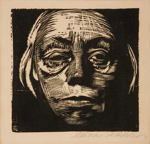 Appraisal: K THE KOLLWITZ Selbstbildnis von vorn Woodcut on cream wove