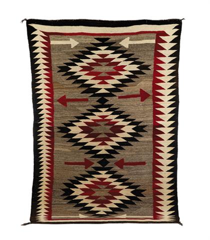 Appraisal: Navajo blanket late th century Woven with natural homespun yarns