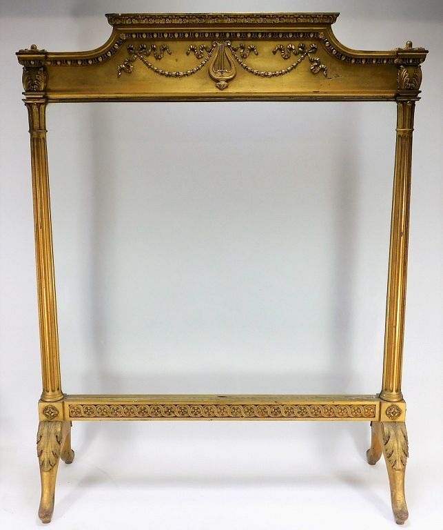 Appraisal: French Gilt Glass Panel Fireplace Screen France Circa Carved wood