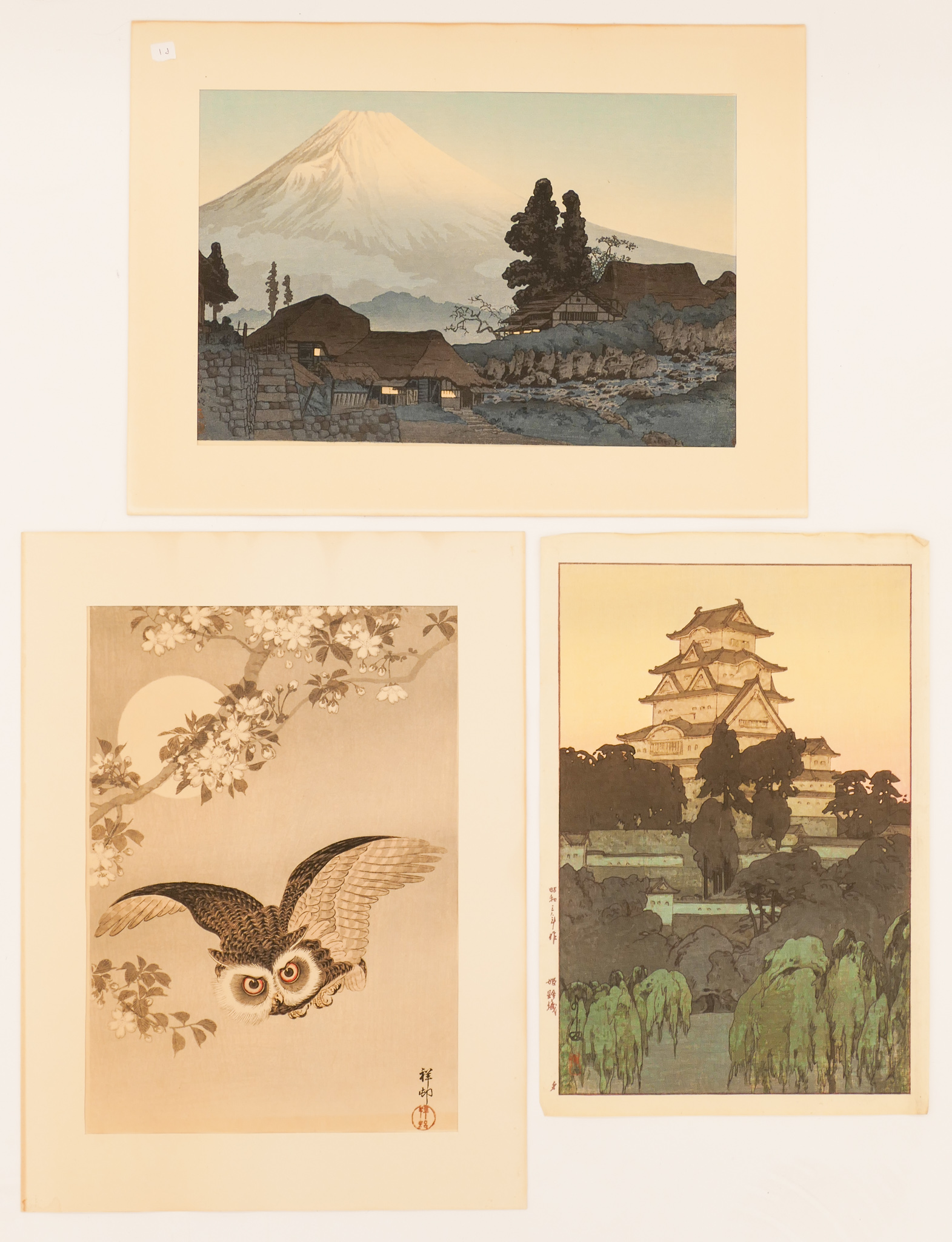 Appraisal: pc Japanese Shin Hanga Woodblock Prints Oban Size Includes a