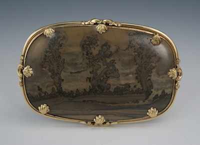 Appraisal: A Victorian Polished Landscape Agate Brooch A flat polished agate