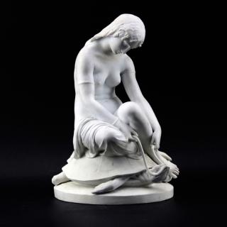 Appraisal: Antique French Parian Sculpture Girl On Turtle Antique French Parian