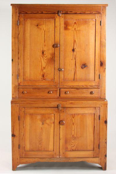 Appraisal: Southern Stepback Flatwall Cupboard th c NC southern yellow pine