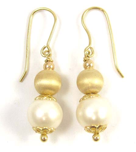 Appraisal: PAIR OF PEARL AND FOURTEEN KARAT GOLD EARRINGS each with