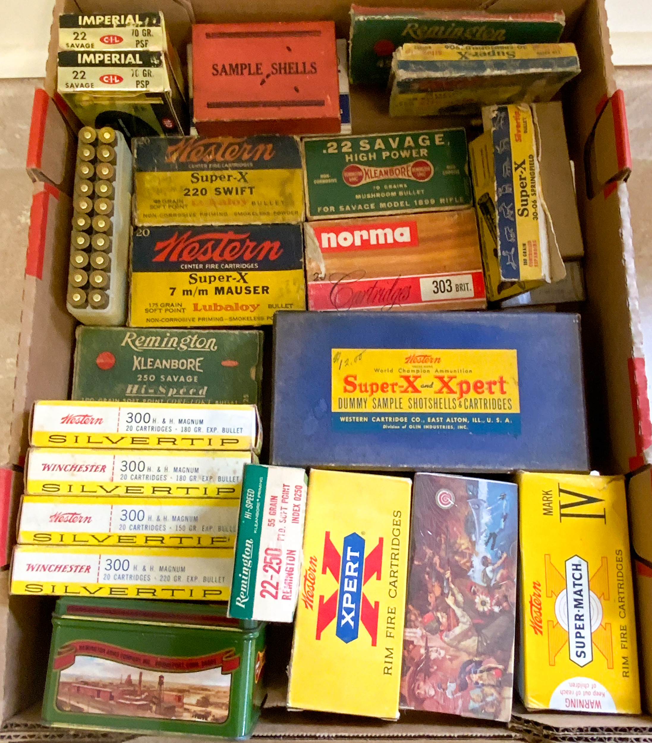 Appraisal: GROUP OF MISC RIFLE AMMUNITION TWO WESTERN SALESMAN SAMPLES Approximately