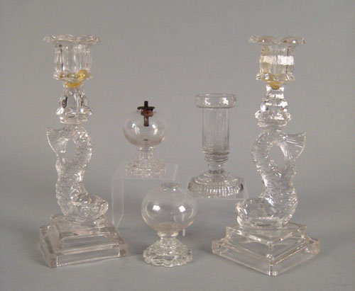 Appraisal: Five pieces of colorless glasswares to include a pair of