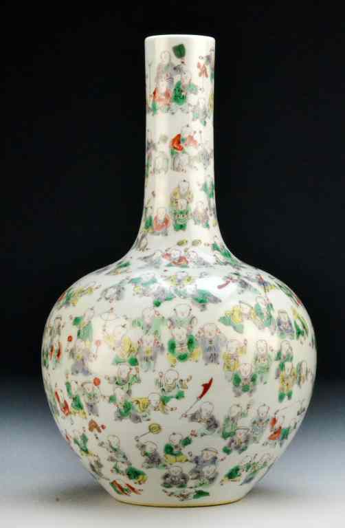 Appraisal: Chinese Famille Vert ''Hundred Boys'' Bottle VaseThe globular body with