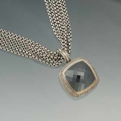 Appraisal: A David Yurman Sterling Silver Diamond and Hematite Necklace Sterling