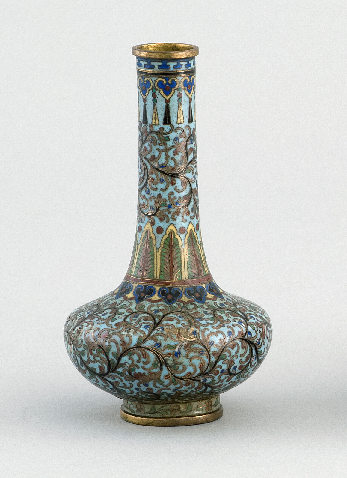 Appraisal: CLOISONN ENAMEL VASE th CenturyIn teardrop form with vine design