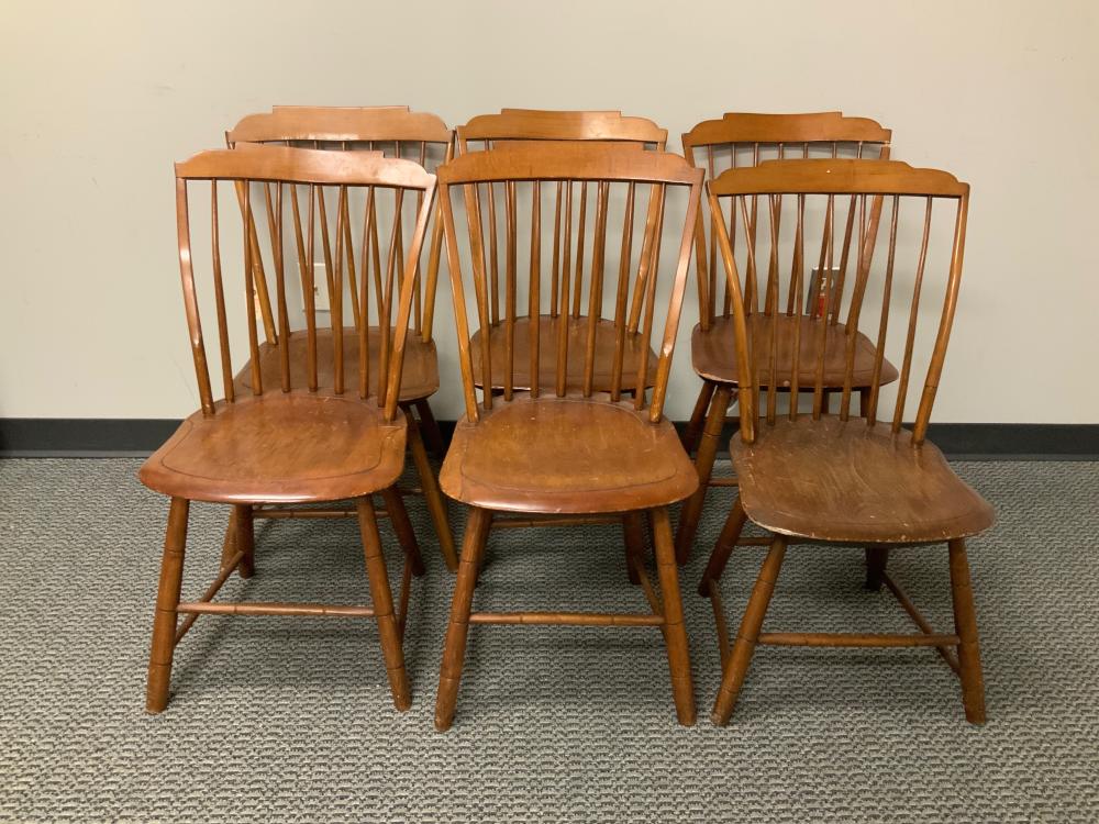 Appraisal: SET OF SIX AMERICAN FRUITWOOD SPINDLE-BACK SIDE CHAIRS TH CENTURYSet