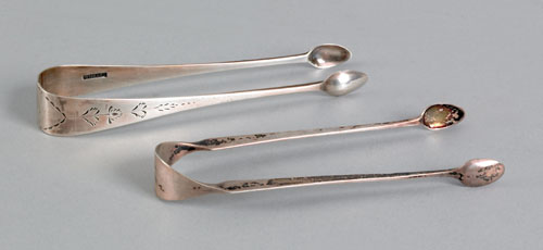 Appraisal: New York silver sugar tongs ca bearing the touch of