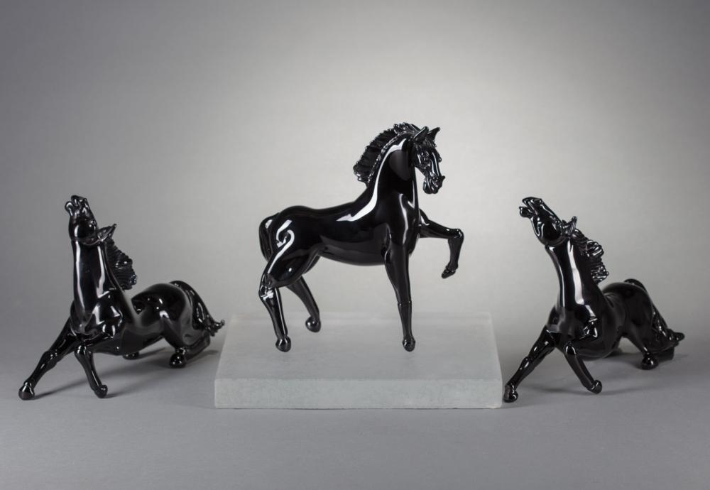 Appraisal: Three Pino Signoretto Italian b Glass Horses each signed tallest