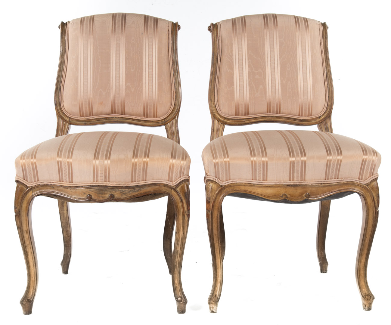 Appraisal: Pair of Louis XV pickled wood side chairs second half-