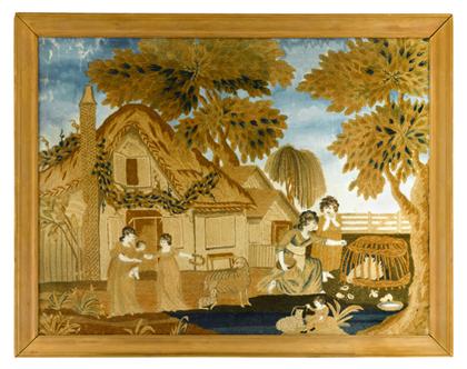 Appraisal: Needleworked picture folwell school philadelphia early th century Depicting The