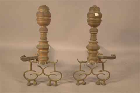 Appraisal: PAIR OF BRASS GEORGIAN STYLE ANDIRONS