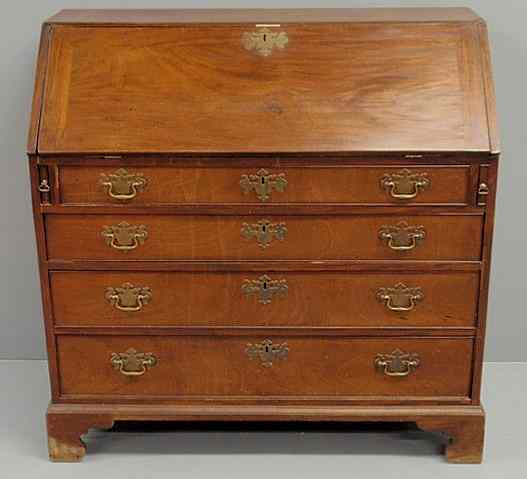 Appraisal: English Chippendale mahogany slant-lid desk c with a pigeonholed and