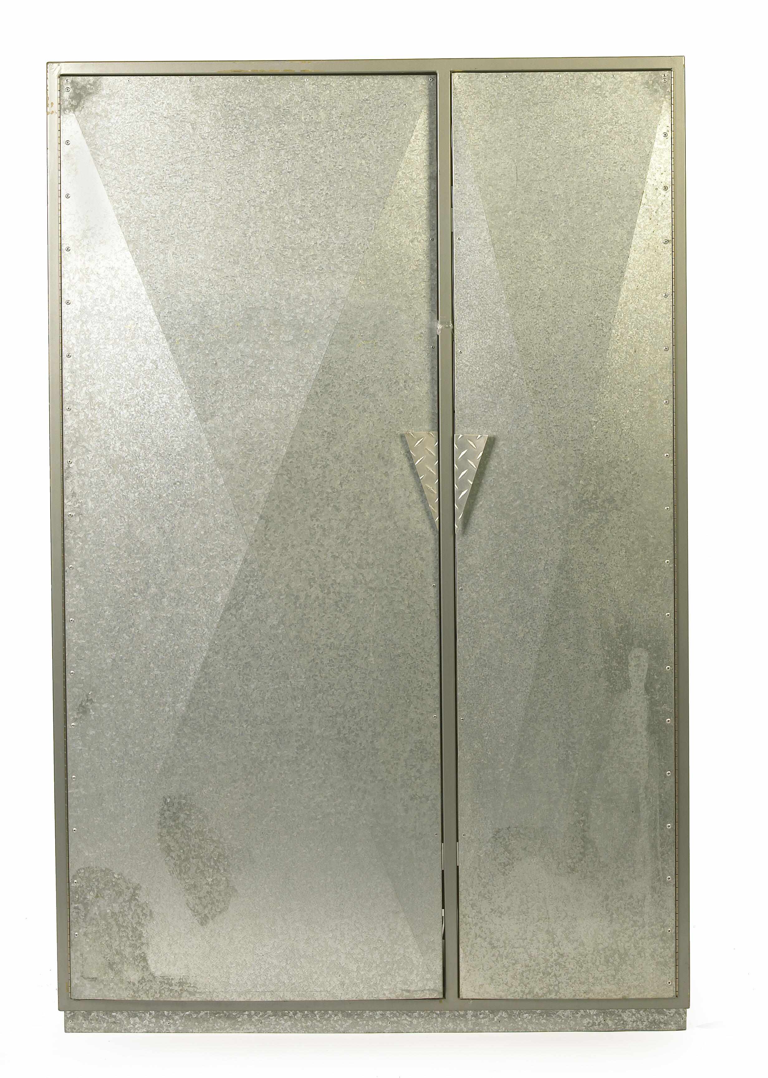 Appraisal: A contemporary galvanized metal armoire height in width in depth