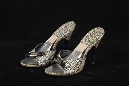 Appraisal: Deco revival Spring-o-lator high heel mules s In white silver