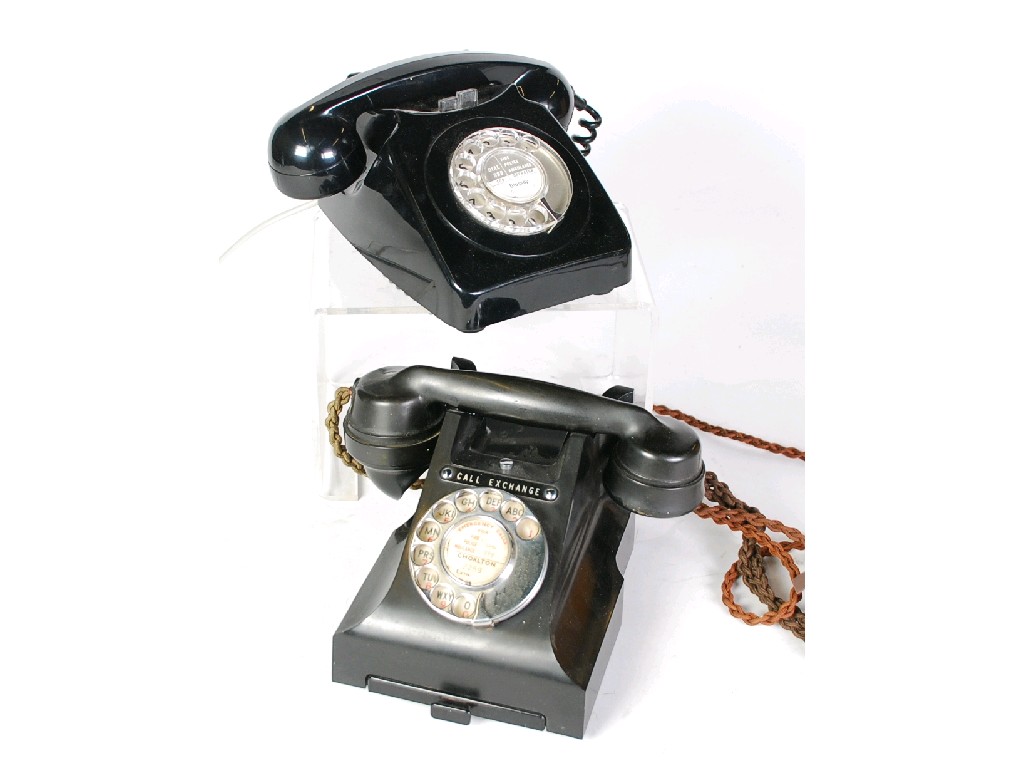 Appraisal: BLACK BAKELITE TWO PIECE TELEPHONE - CALL EXCHANGE MODEL PL