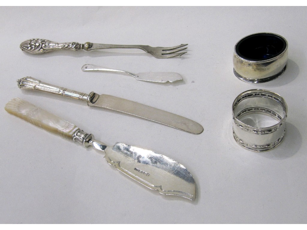 Appraisal: Lot comprising silver and mother of pearl knife Sheffield a