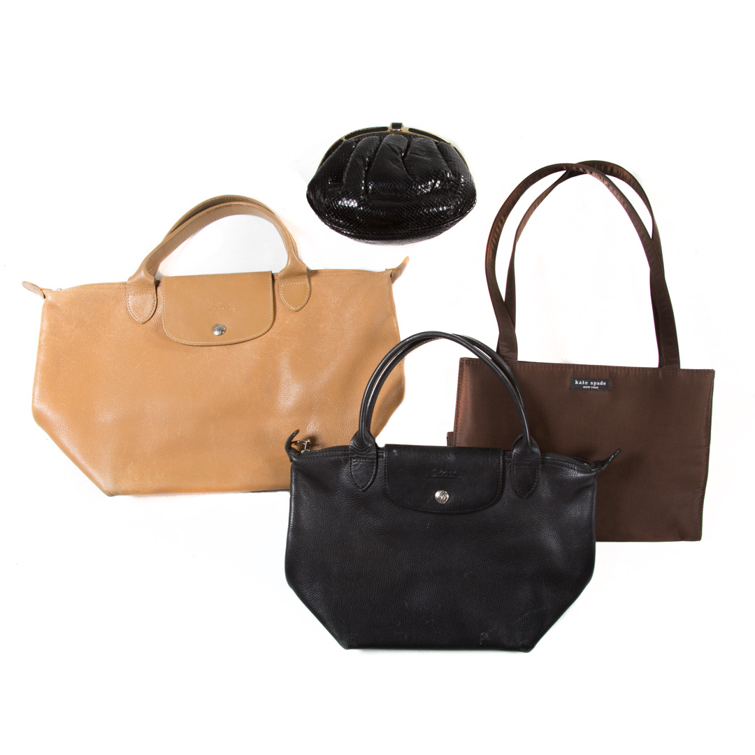 Appraisal: Two Leather Longchamp Other Handbags Featuring a camel color leather