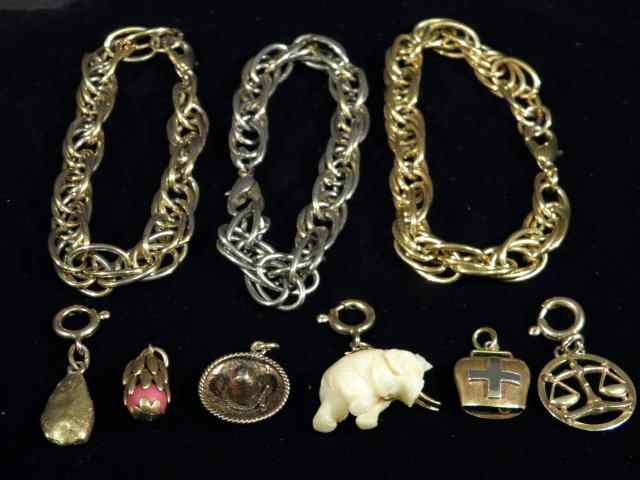 Appraisal: Lot of assorted ladies bracelets and charms Includes chain link