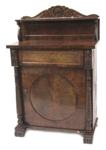 Appraisal: A thC flame mahogany chiffonier with a raised gallery back