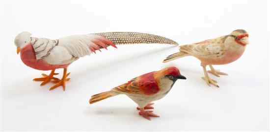 Appraisal: Three Japanese Carved Ivory Birds each in a standing pose